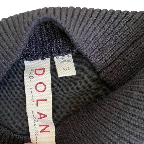 Anthropologie Dolan Boho Fringed Knit Sweater Mock Neck Puff Sleeves Black XXS - Picture 11 of 16